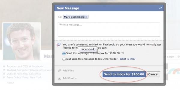100 dollars le message à Mark Zuckerberg
