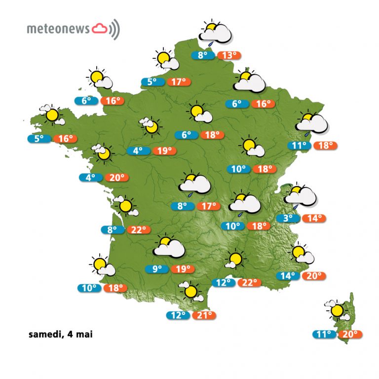 Carte météo France samedi 4 mai