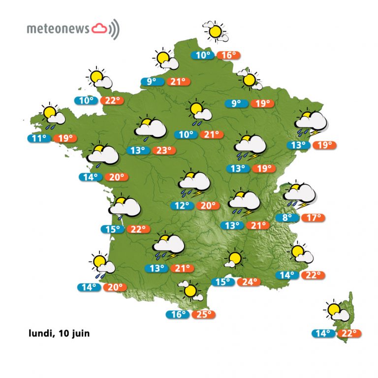 Carte météo France du lundi 10 juin