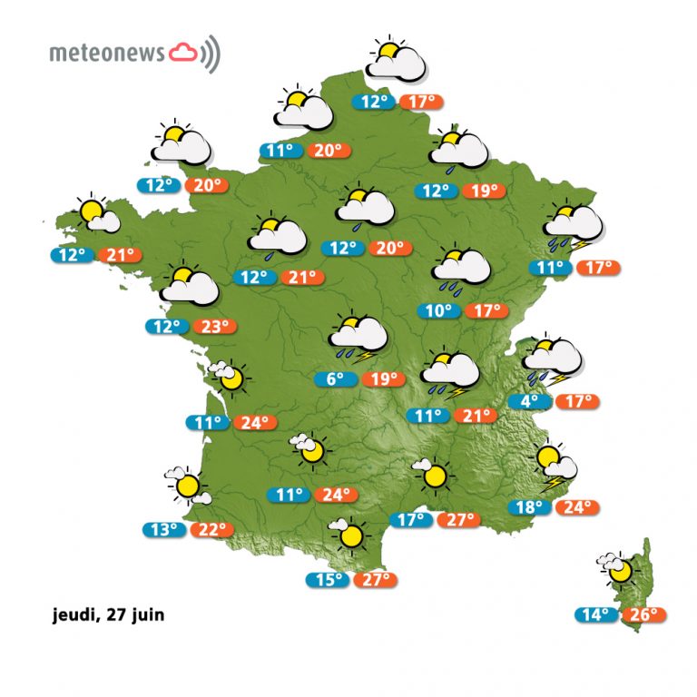 Carte météo France du jeudi 27 juin