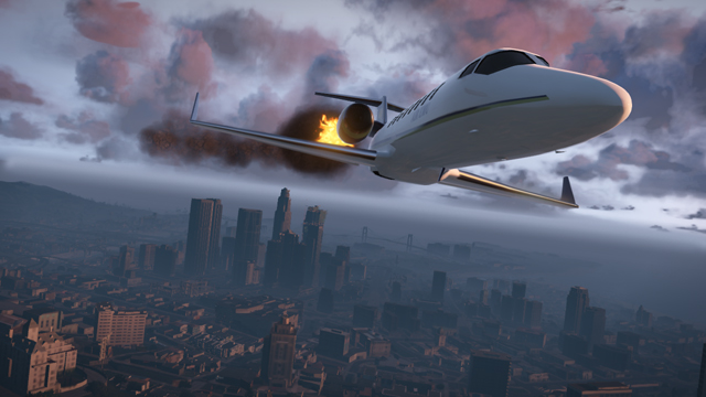 Avion en feu dans GTA 5