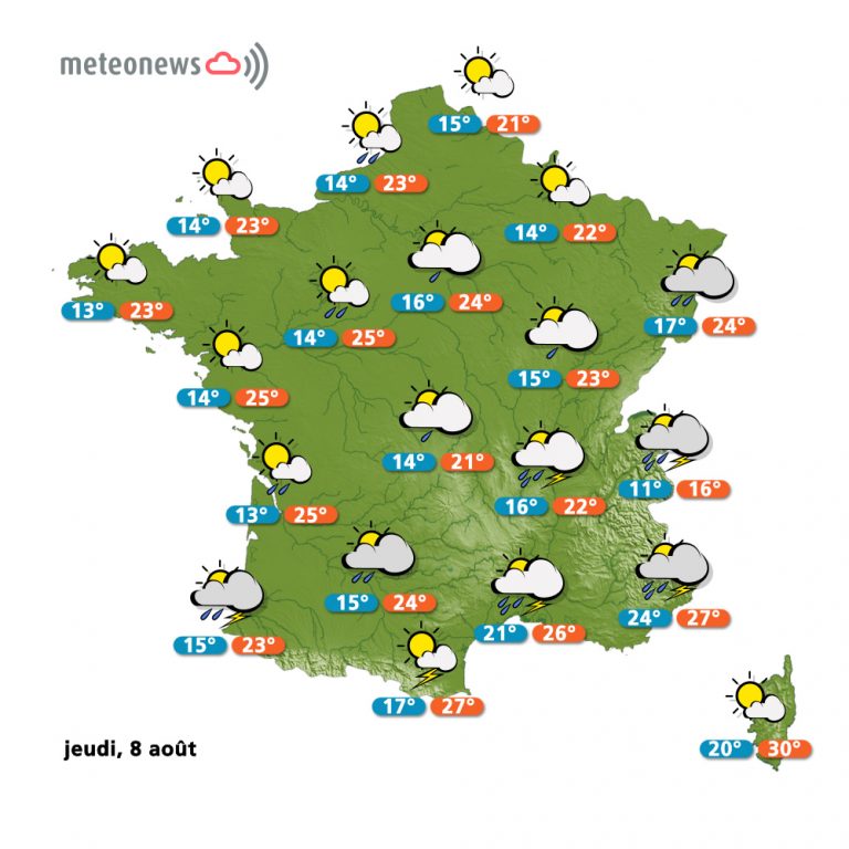 Carte météo France du jeudi 8 août 2013