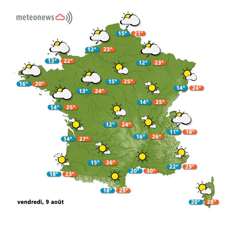 Carte météo France du vendredi 9 août 2013