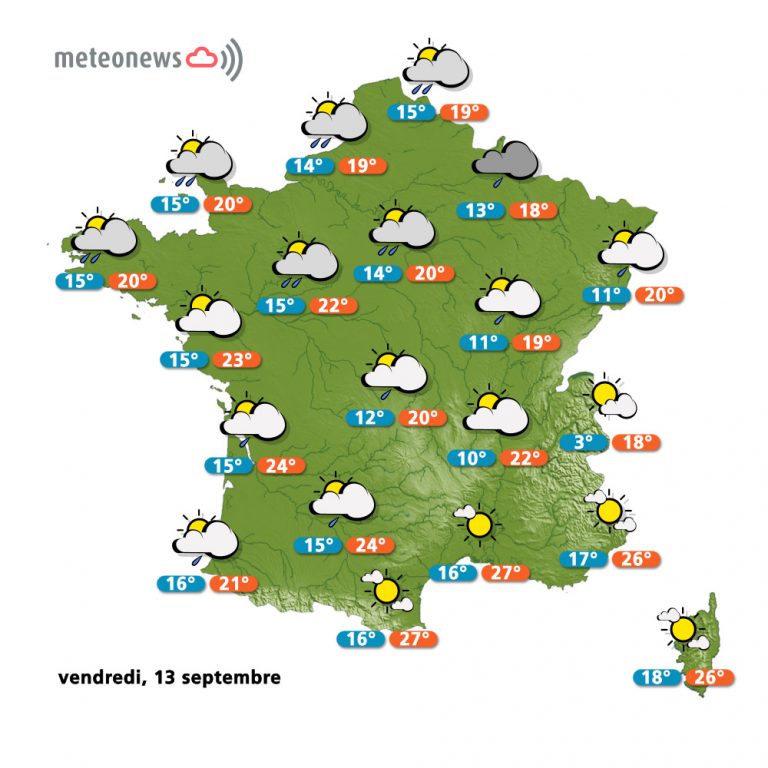 Carte météo France du vendredi 13 septembre