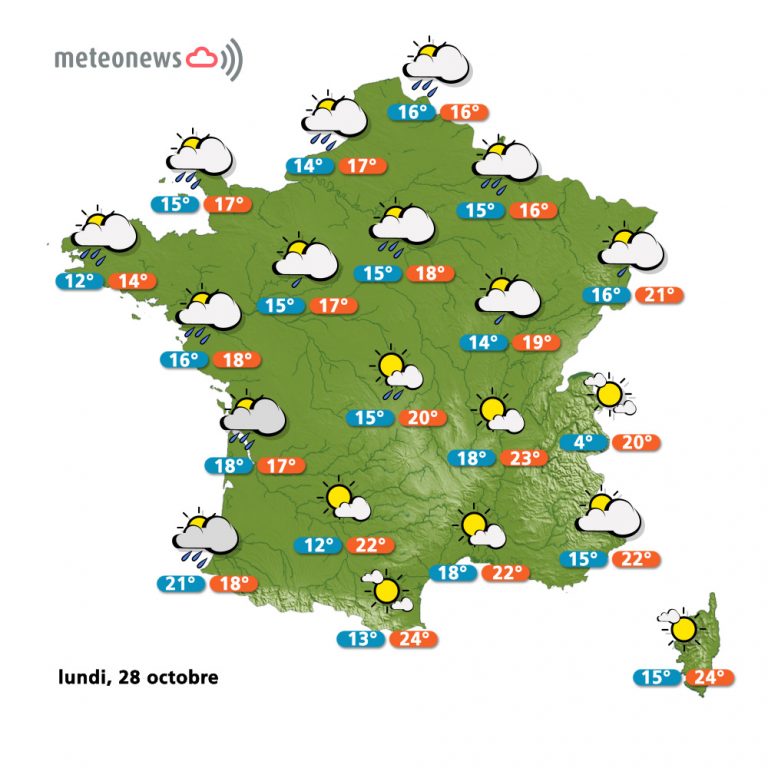 Carte météo France du lundi 28 octobre 2013
