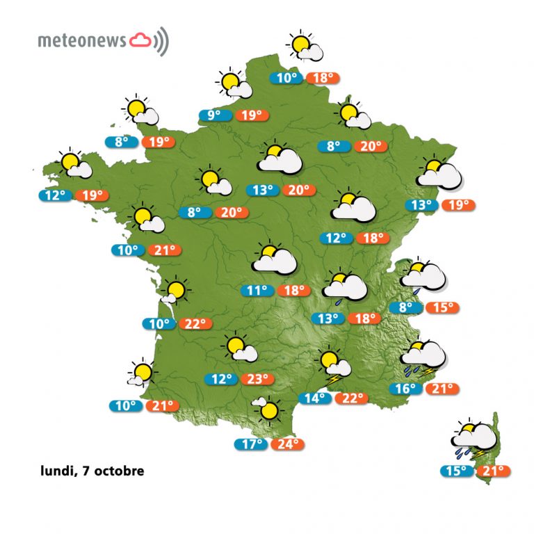 Carte météo France du lundi 7 octobre