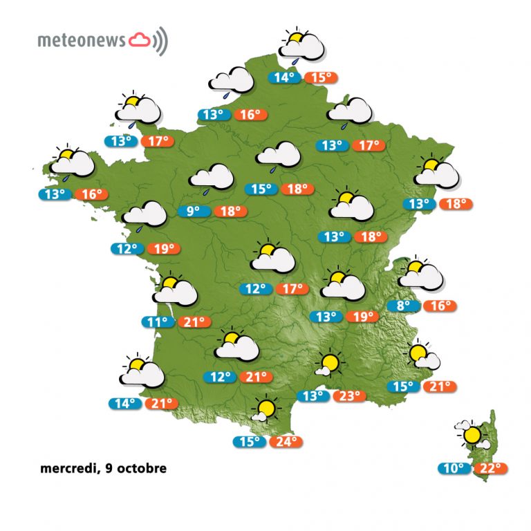 Carte météo France du mercredi 9 octobre 2013