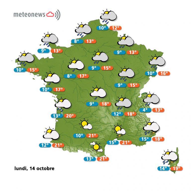 Carte météo (France) 14 octobre 2013
