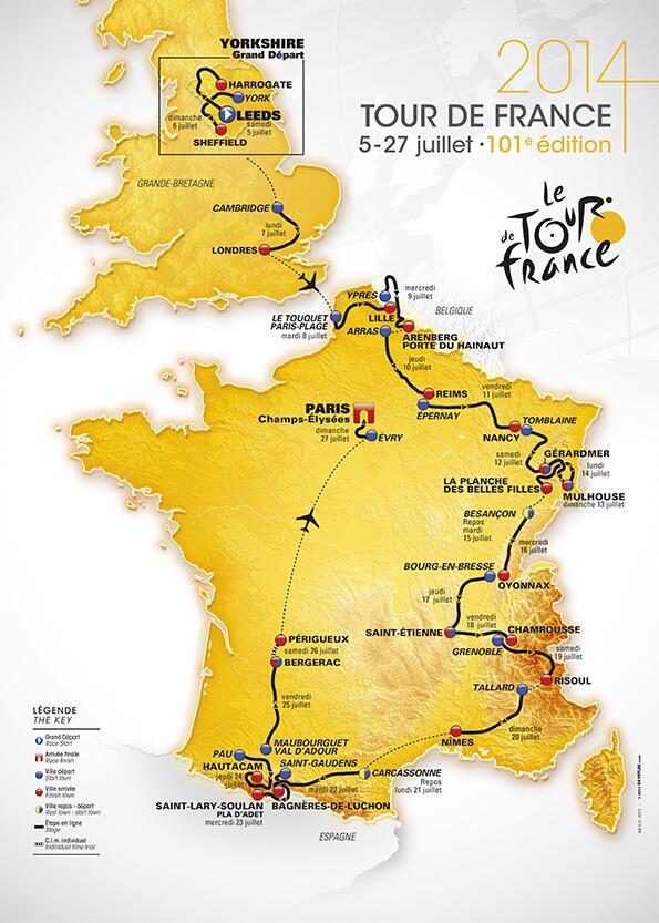 Carte du Tour de France 2014