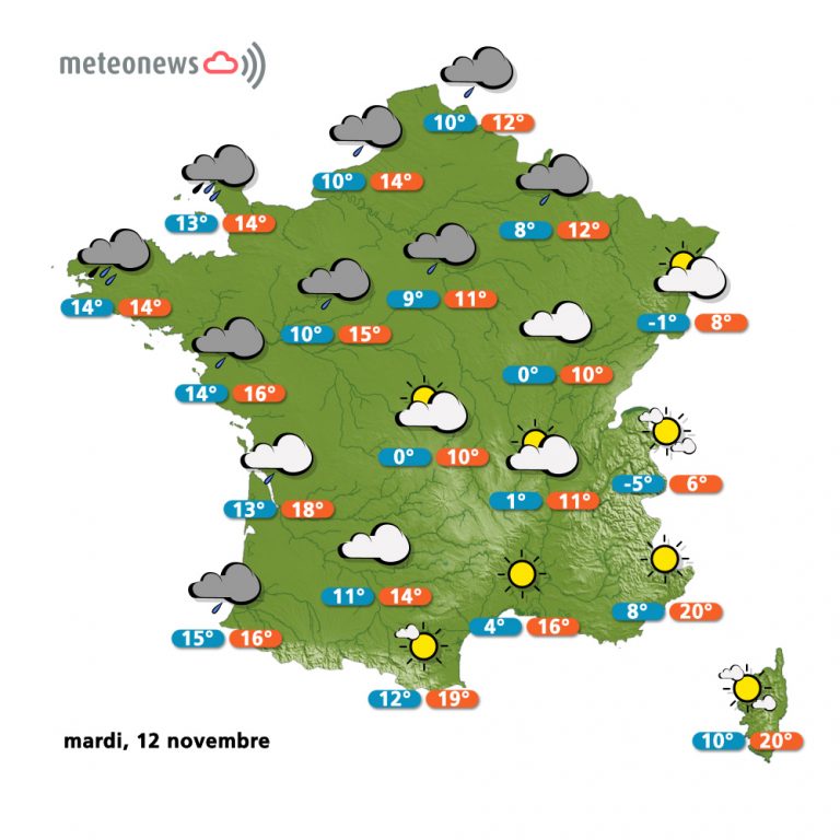 Carte météo France du Mardi 12 novembre