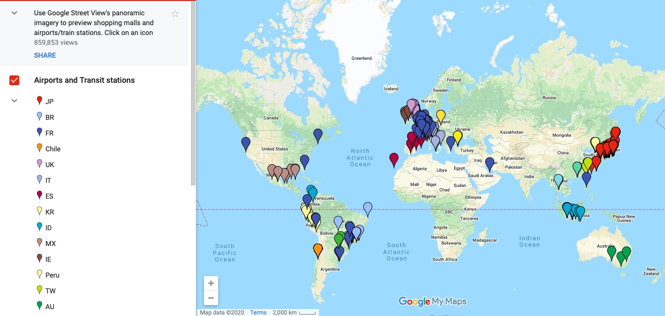 google street view aéroports gares