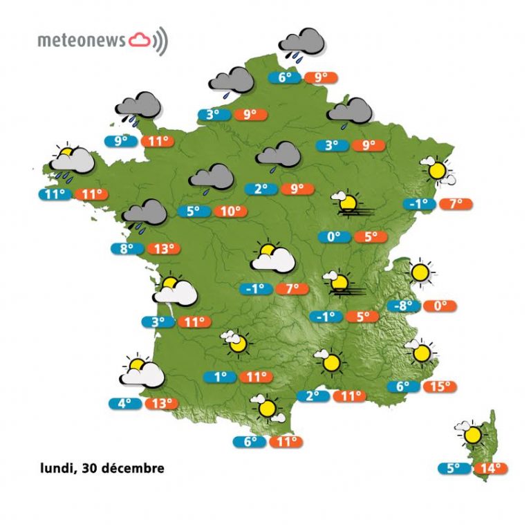 Carte météo France du lundi 30 décembre