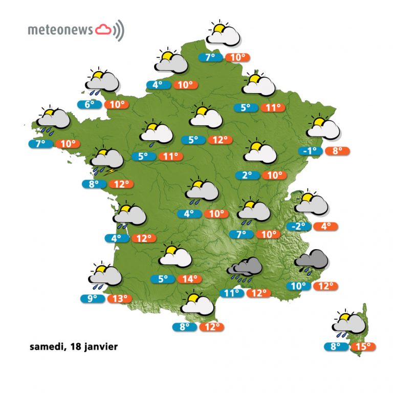Carte météo France samedi 18 janvier 2014