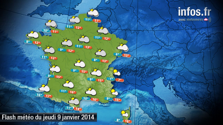Prévisions météo (France) du jeudi 9 janvier