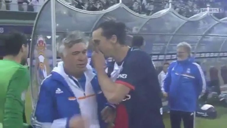 Quand Zlatan Ibrahimovic décoiffe Carlo Ancelotti avant PSG-Real