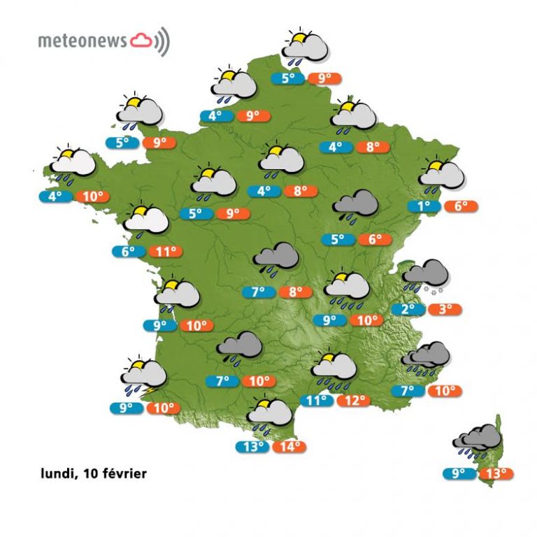 Carte météo France du lundi 10 février 2014