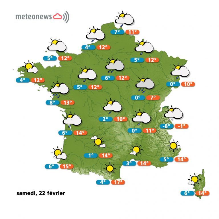 Prévisions météo (France) du samedi 22 février