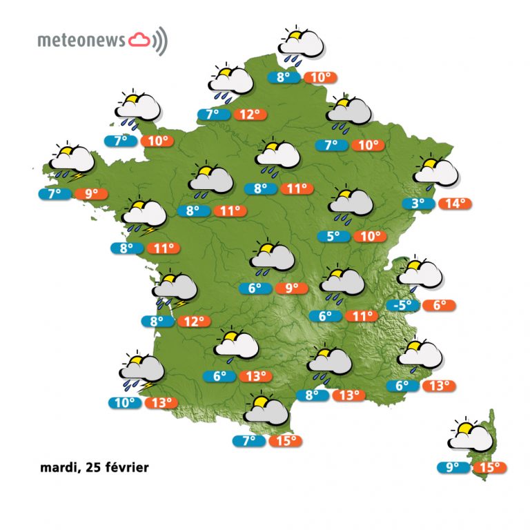 Prévisions météo (France) du mardi 25 février 2014