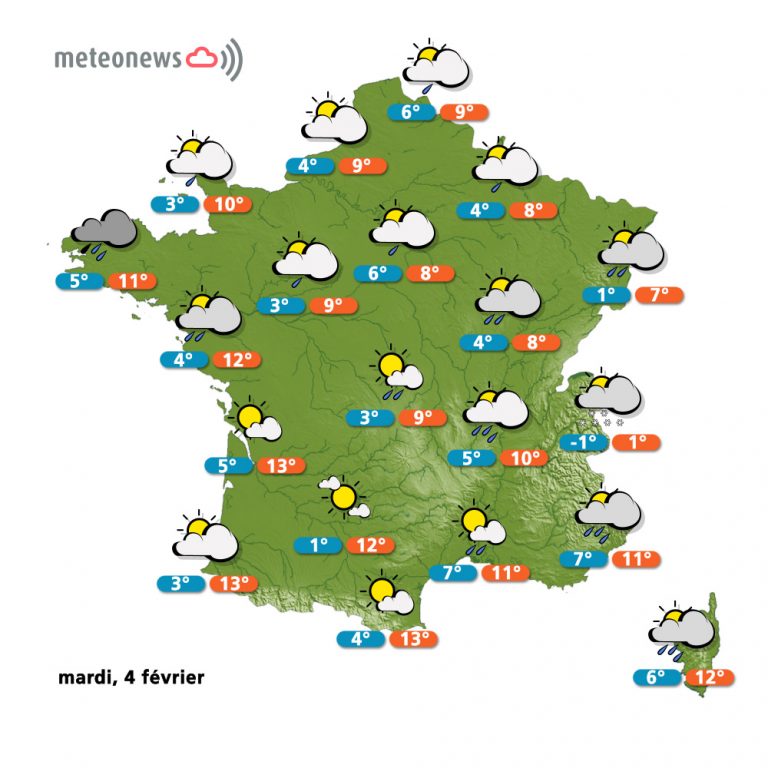 Prévisions météo (France) du mardi 4 février