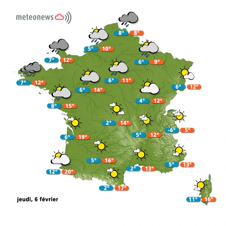 Prévisions météo (France) du jeudi 6 février