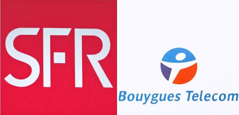 Montage photo des logos de Bouygues et SFR en 2011
