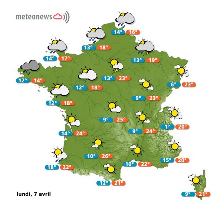 Carte météo France du lundi 7 avril