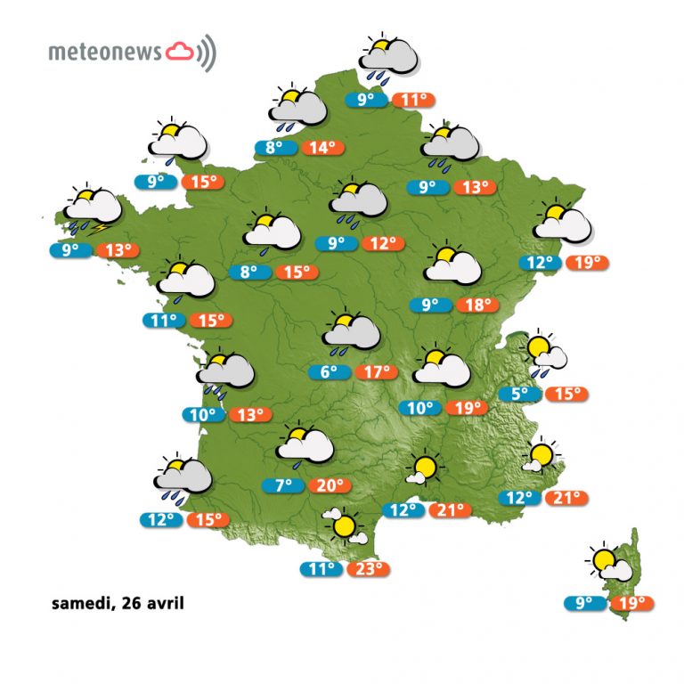 Prévisions météo (France) du samedi 26 avril 2014