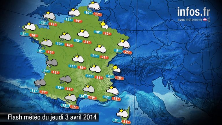 Prévisions météo (France) du jeudi 3 avril