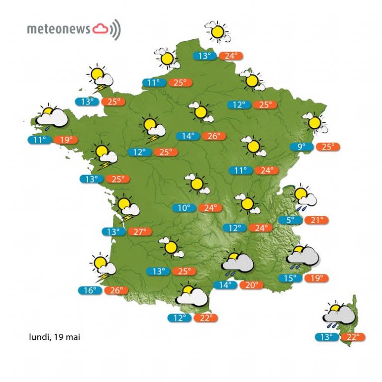 Prévisions météo France du lundi 19 mai