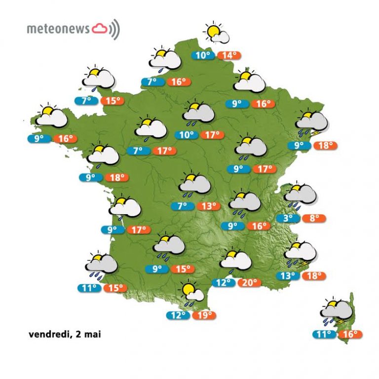 Prévisions météo France du vendredi 2 mai