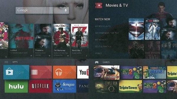 Interface utilisateur "Pano" de l'Android TV