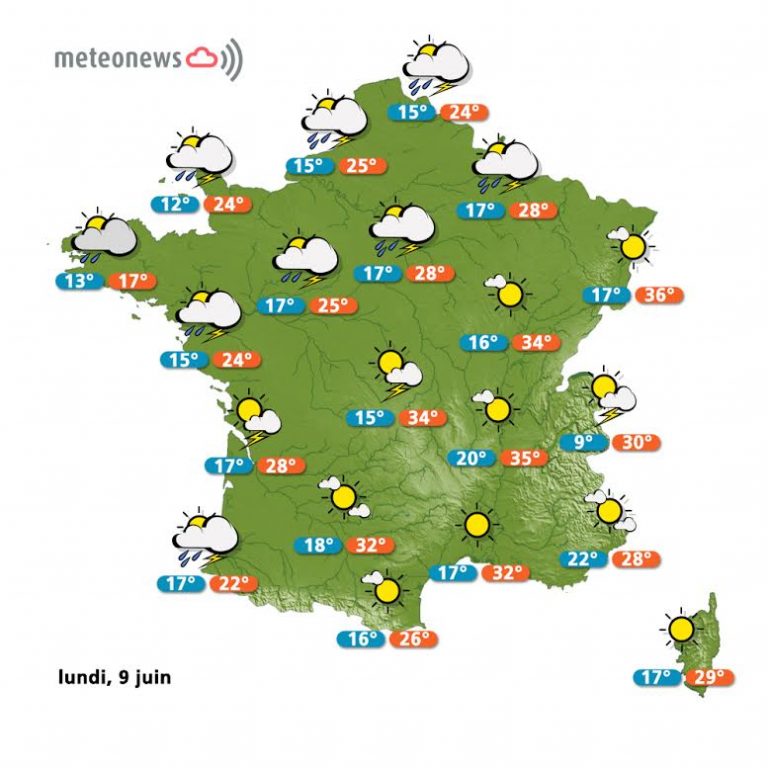 previsions meteo france lundi 9 juin