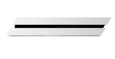 Vue de la tranche de la PS4 blanche