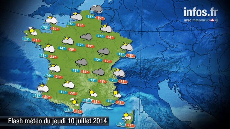 Prévisions météo (France) du jeudi 10 juillet 2014