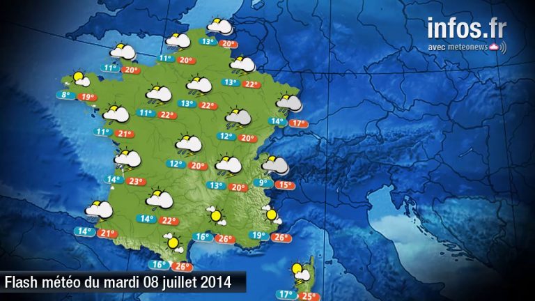 Prévisions météo (France) du mardi 8 juillet 2014