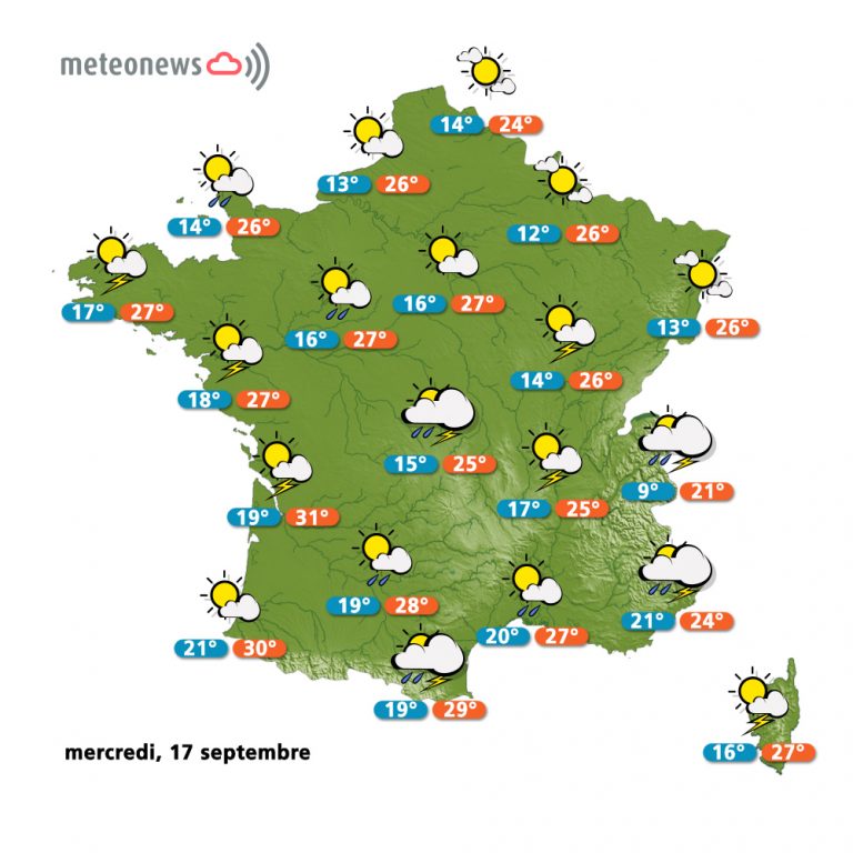 Carte météo France du mercredi 17 septembre 2014