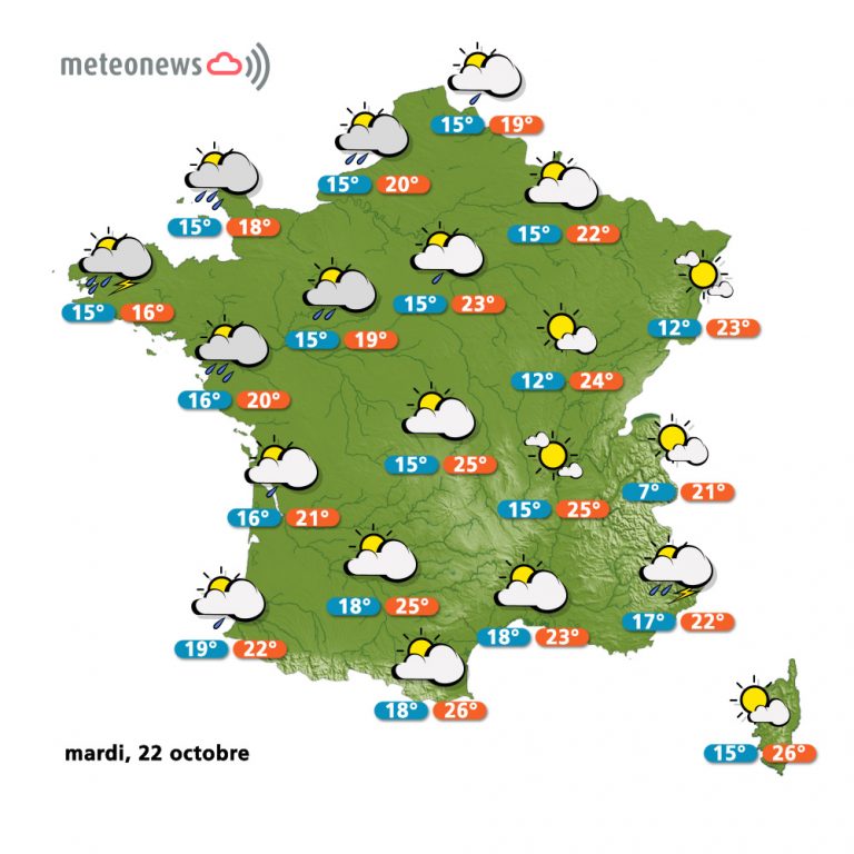 Carte météo France du mercredi 22 octobre 2014