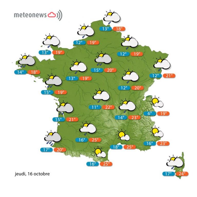 Prévisions météo france du jeudi 16 octobre