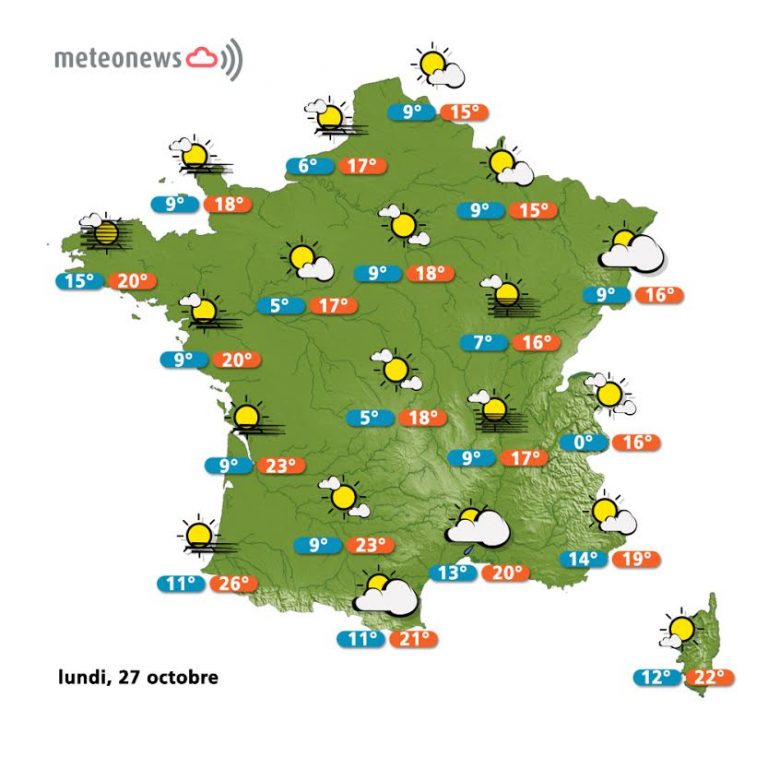 Prévisions météo France du lundi 27 octobre