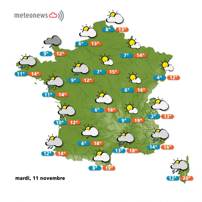 Carte météo France du mardi 11 novembre 2014