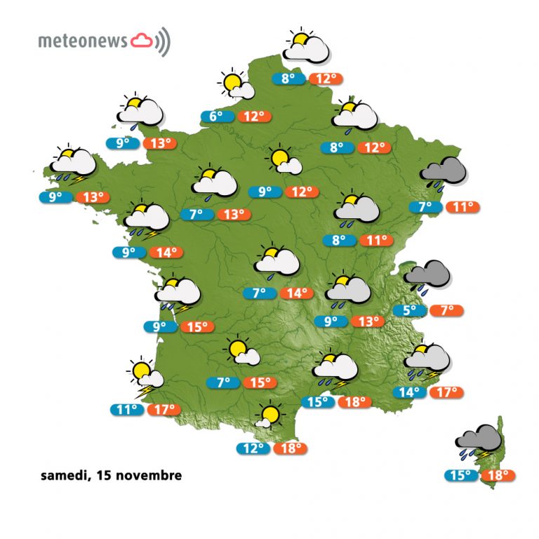 Carte météo France du samedi 15 novembre 2014