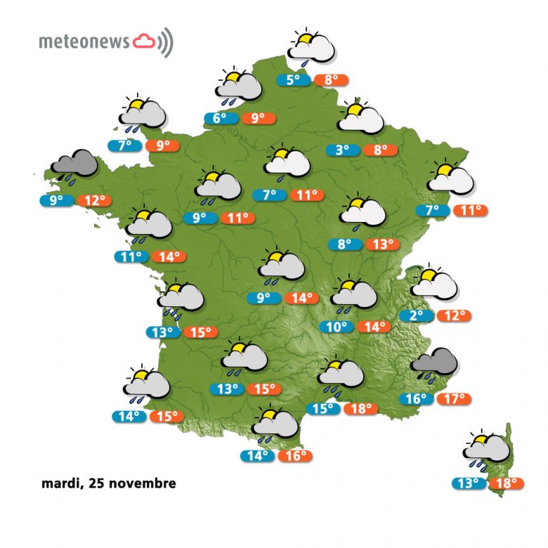 Carte météo France du mardi 25 novembre 2014