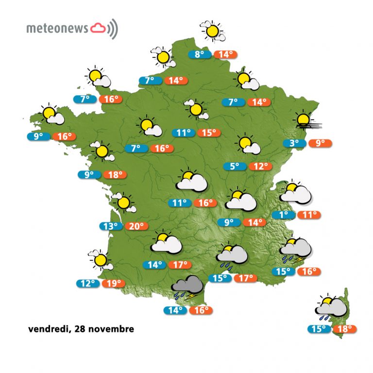 Carte météo France du vendredi 28 novembre 2014