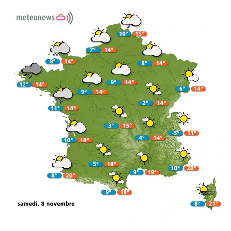 Carte météo France du samedi 8 novembre 2014
