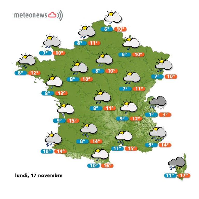 Prévisions météo France du lundi 17 novembre