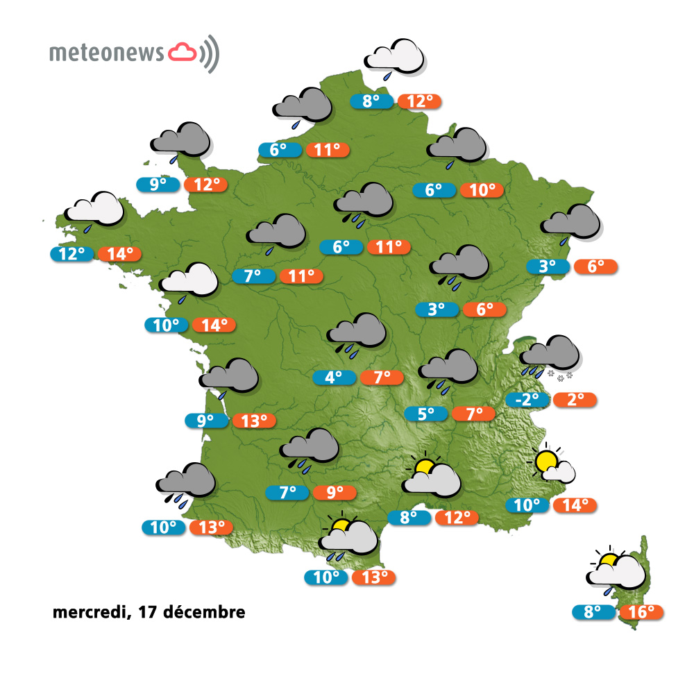 Carte météo France du mercredi 17 décembre 2014