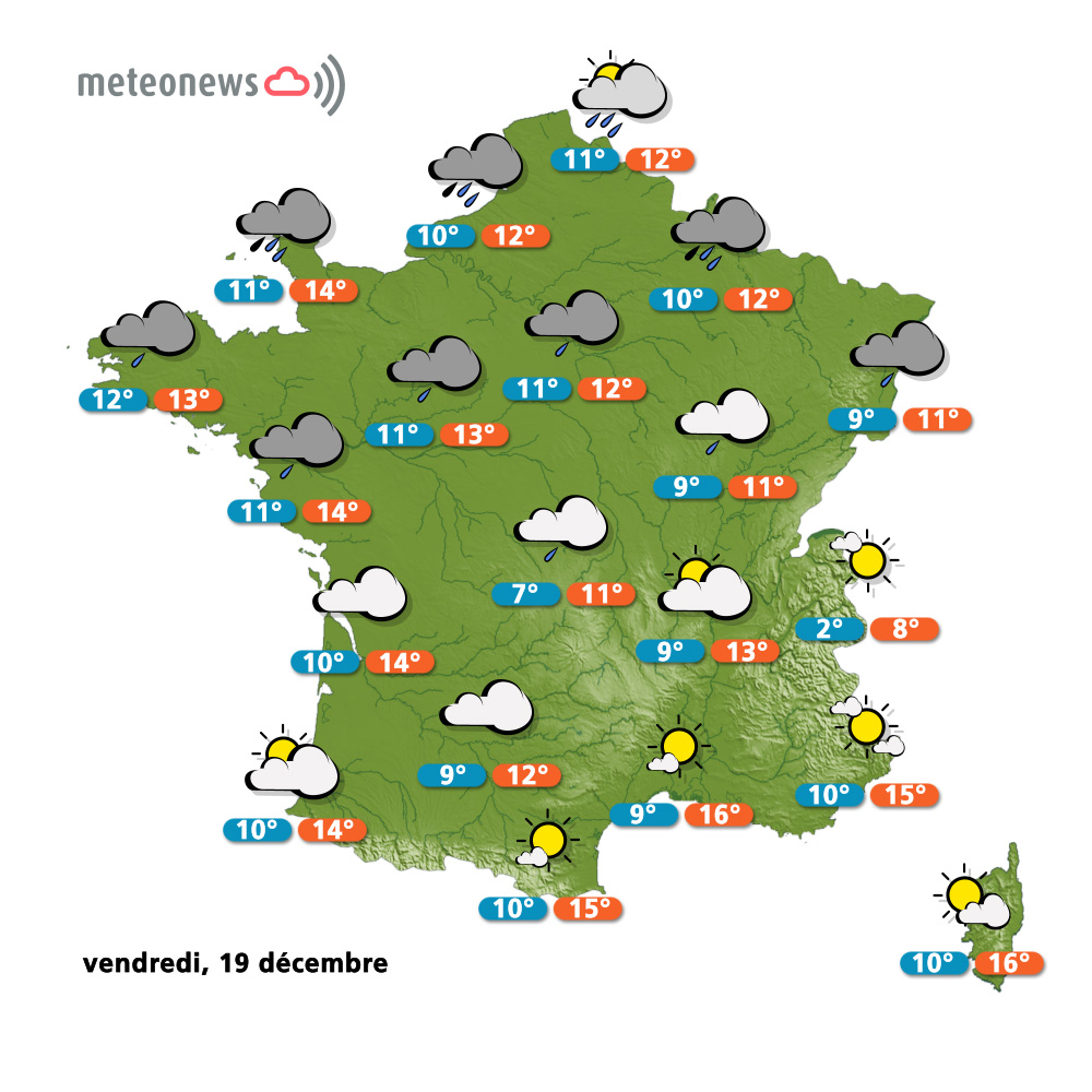 Carte météo France du vendredi 19 décembre 2014