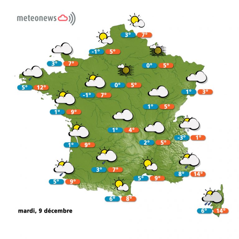 Carte météo France du mardi 9 décembre 2014