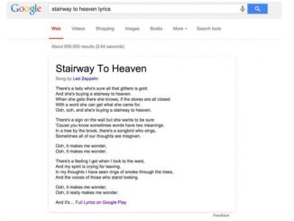 Les paroles de "Stairway to Heaven" directement affichées par Google