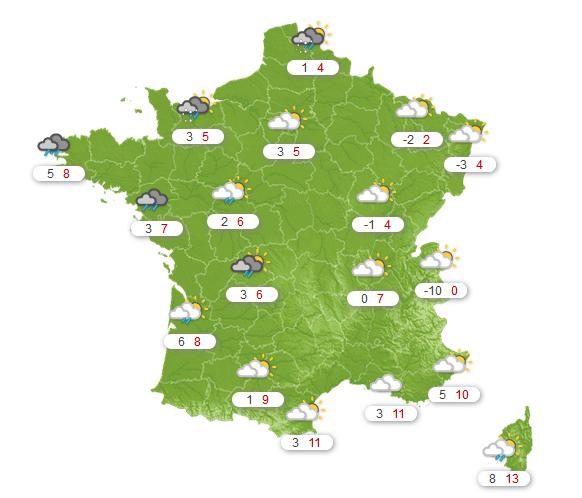 Prévisions météo France du dimanche 18 janvier